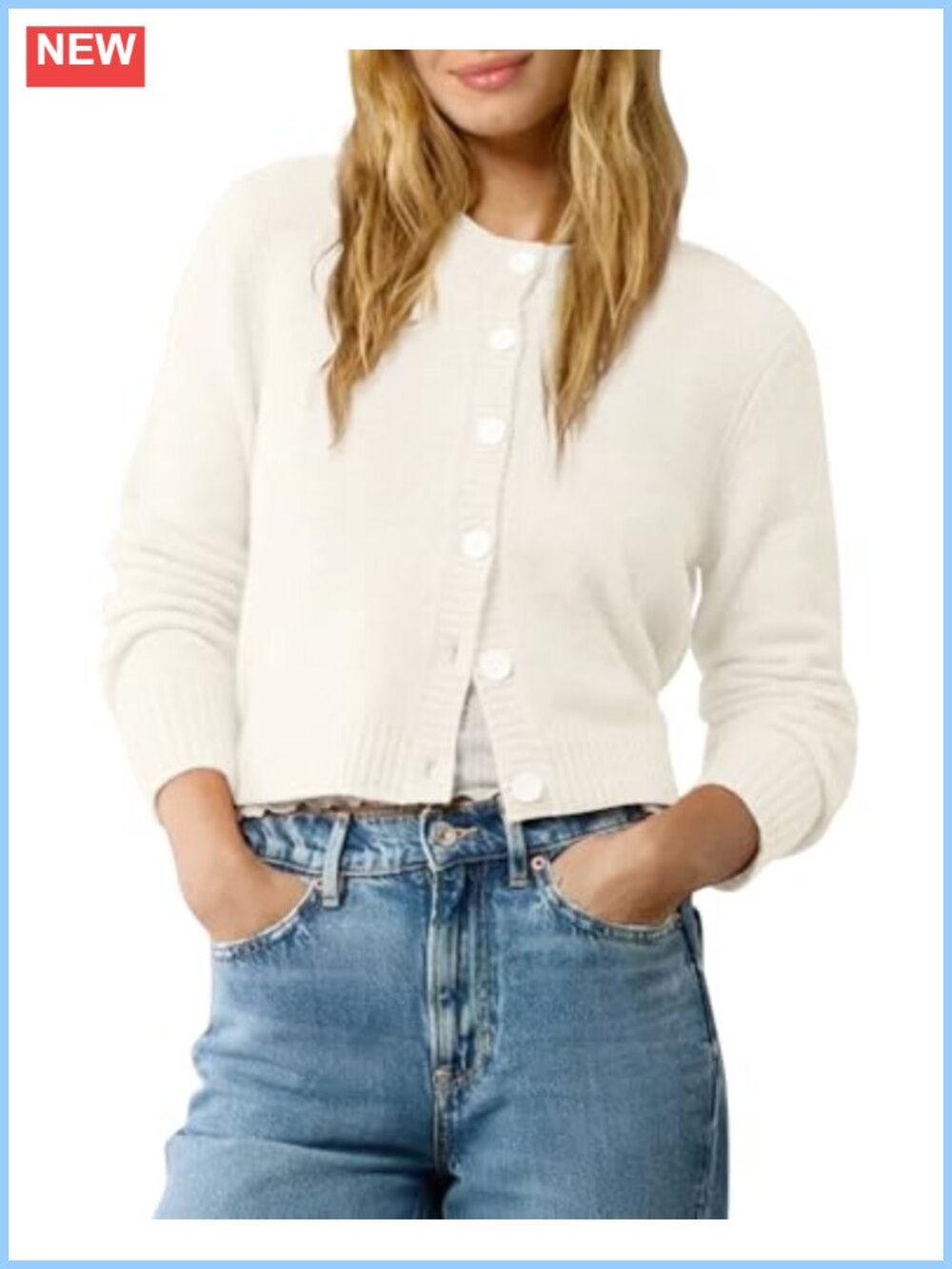 Cropped Cardigan Sweater Lightweight Long Sleeve Button Front Y2K Knit